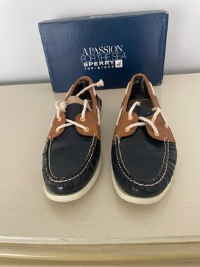 Sperry Men’s Navy & Brown Leather Boat Shoes